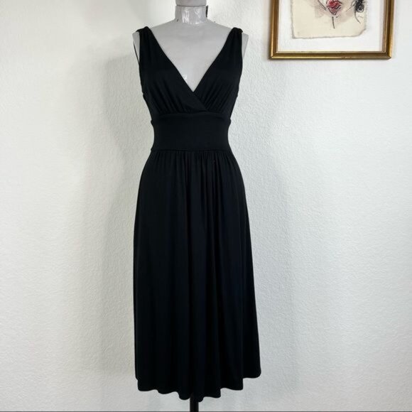 VINCE V Front Plunge Back Jersey Dress Pockets - Picture 1 of 10